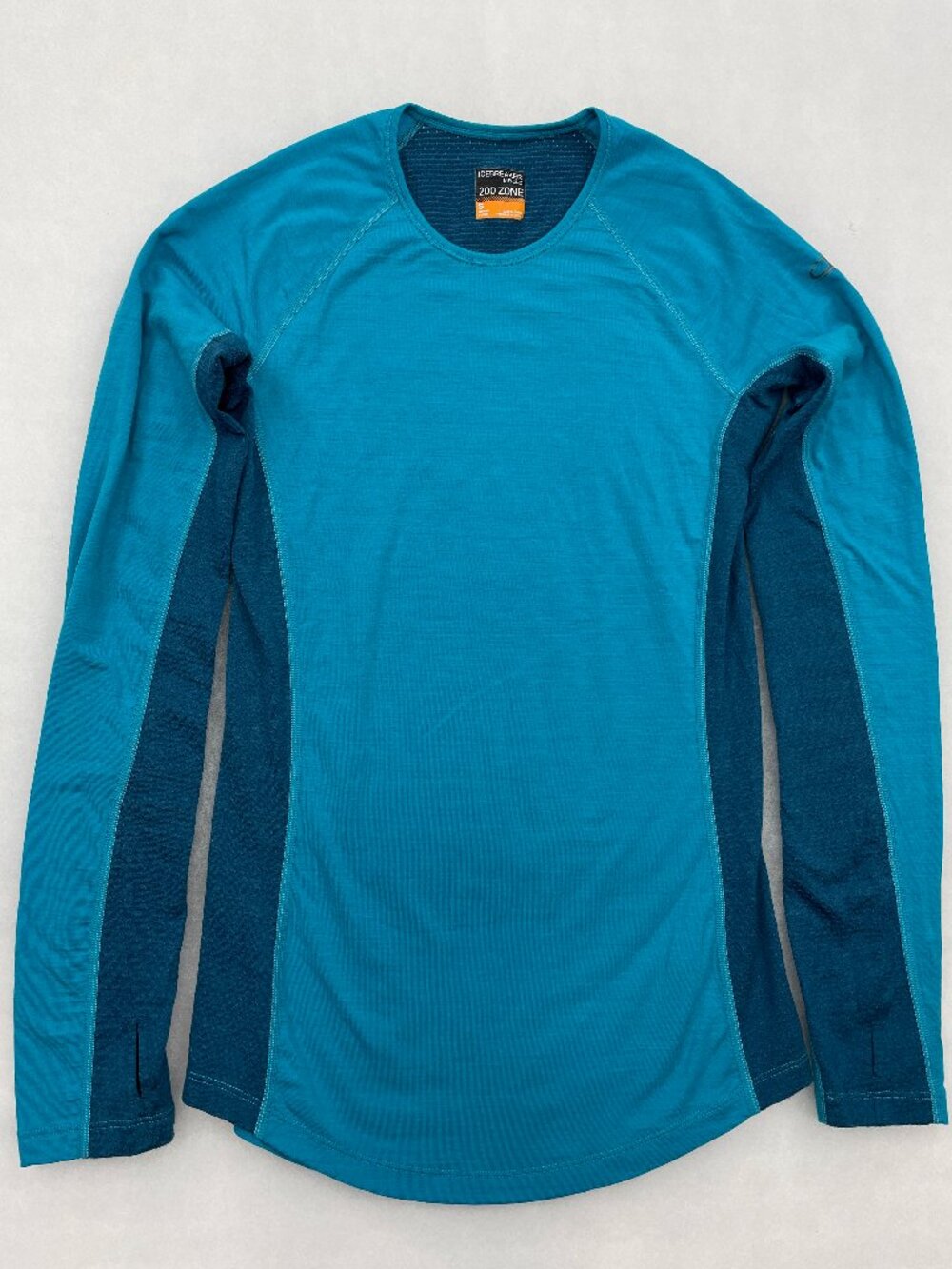 Icebreaker Merino 200 Zone Base Layer Top Shirt Thermal Crew Neck Blue Women's S